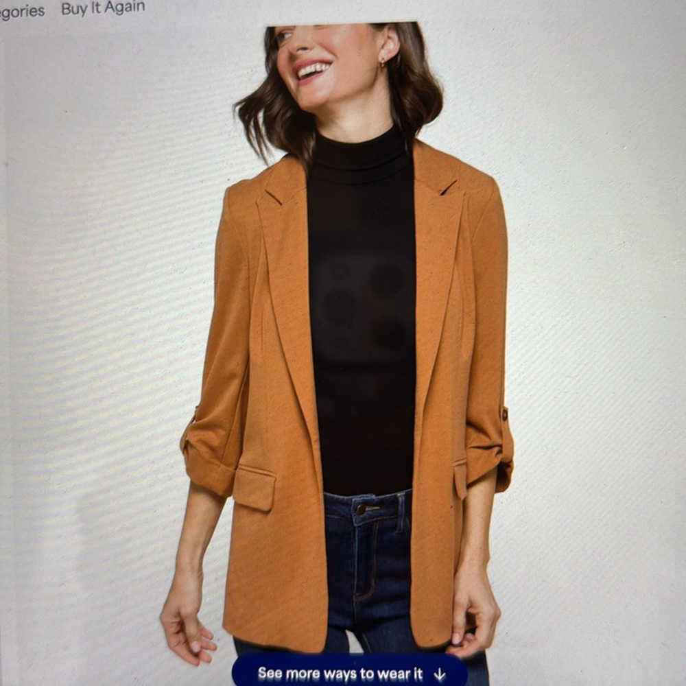 Skies Are Blue Brown Tailored Blazer with Notched Lapel - Picture 6 of 9